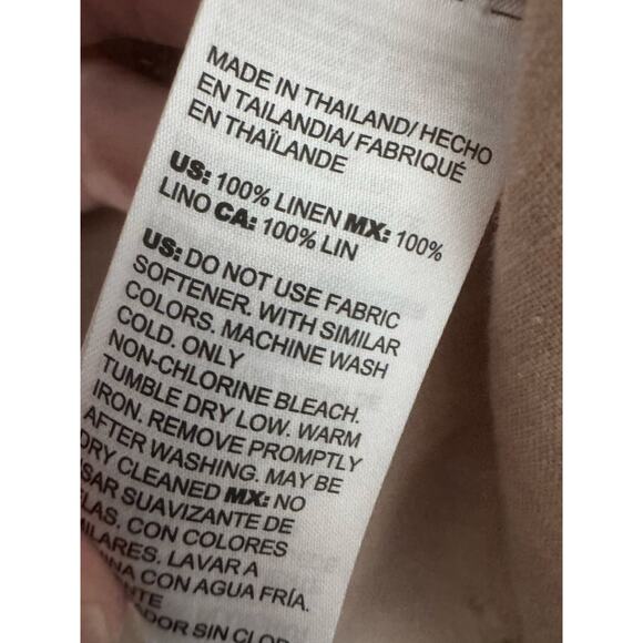 Chico's 100% Linen Tan No Iron 3/4 Sleeve Button Front Tunic Size 16 - Picture 7 of 7